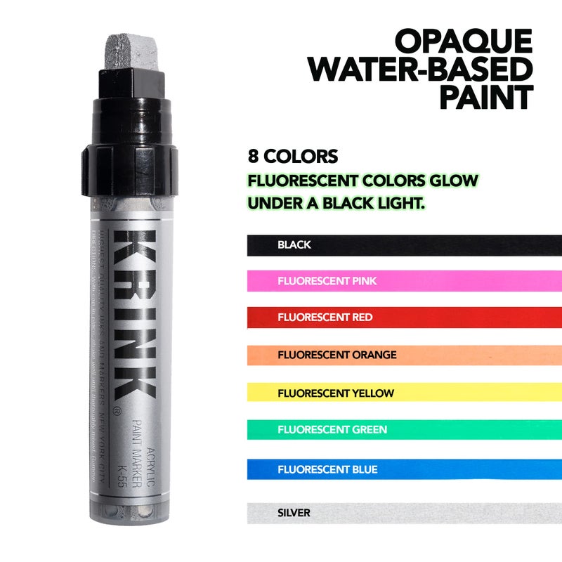 Krink K-55 Silver Paint Marker - Vibrant and Opaque Art Acrylic Paint Pens for Smooth, Metal Paper and Painted Surfaces - Image 3
